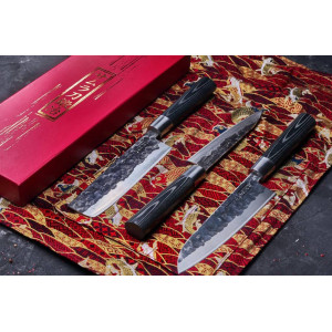 Samura Набор 3 в 1 Blacksmith SBL-0043C/Y (нож накири 168 мм, сталь, AUS-8 микарта (черный), гвоздичное масло, салфетка)